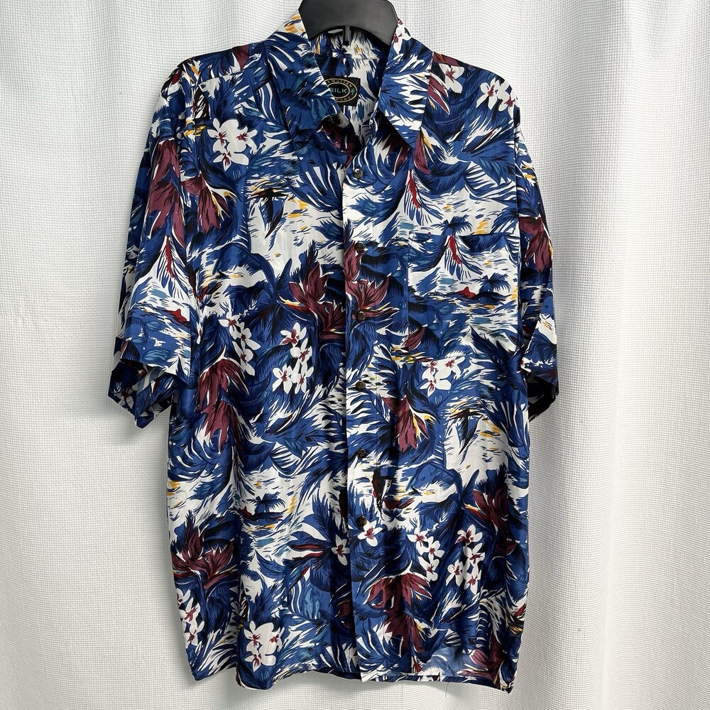 Hawaiian Silk Company Multicolor Bird Of‎ Paradise Hawaiian Shirt XL Classic